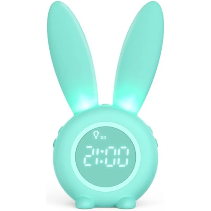 EXTSUD LED Nachtlicht Kinder Lichtwecker Cute Rabbit Kinderwecker, Creative Nachttischlampe Snooze-Funktion zeitgesteuertes Nachtlicht – Bild 2