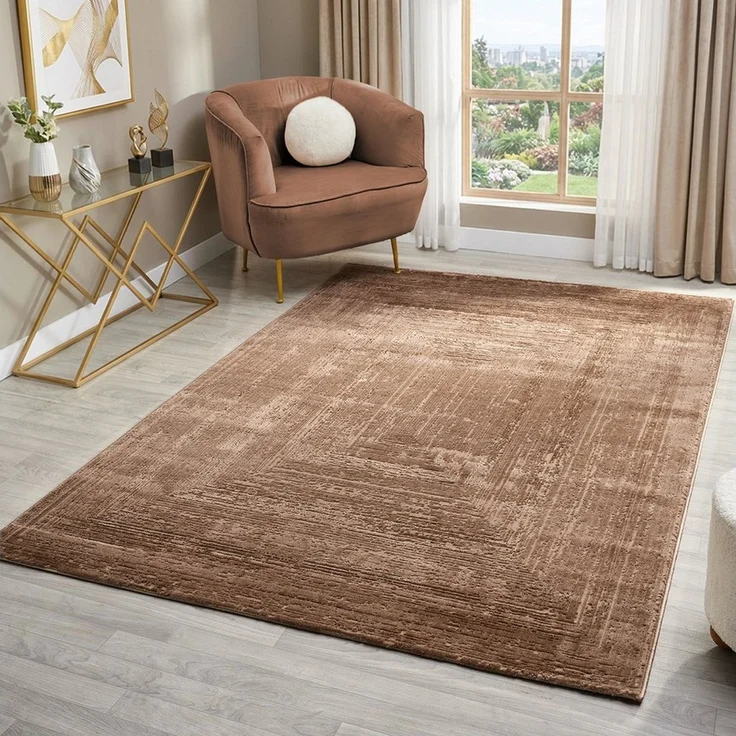 Vimoda Teppich Wohnzimmer neues premium Designteppich modern, Rechteckig, Höhe: 11 mm, Teppich Wohnzimmer 3D effekt Boho Einfarbig hoch-tief Bordüre – Bild 5