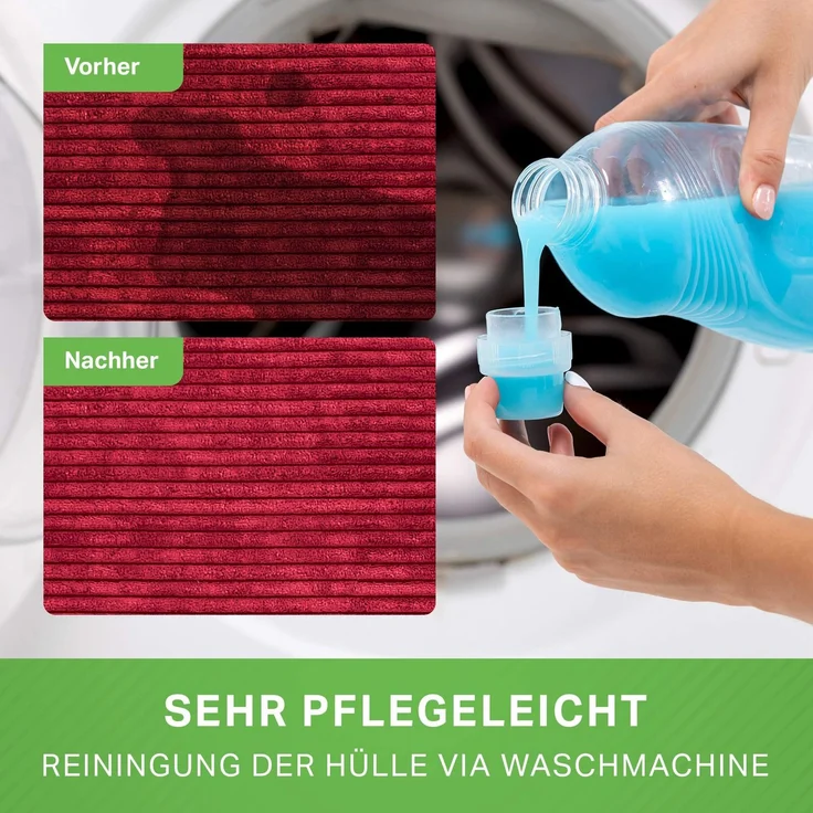 Green Bean® Sitzsack mit Hocker aus Cord - Sitzsäcke für das Wohnzimmer, Schlafzimmer, Sitzsack-Sessel für Erwachsene Rot – Bild 8