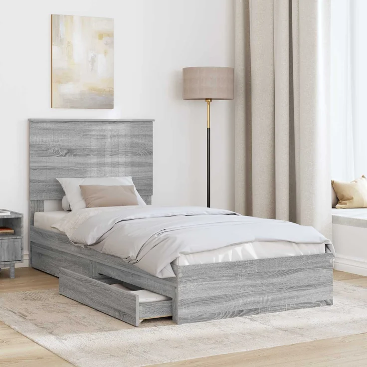 vidaXL Aufbewahrungsbett Graues Sonoma 90 x 190 cm Holzwerkstoff 3411255 – Bild 2