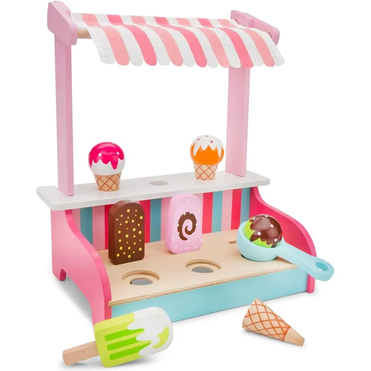 New Classic Toys Eisstand Junior 30x30 cm Holz rosa 5-teilig