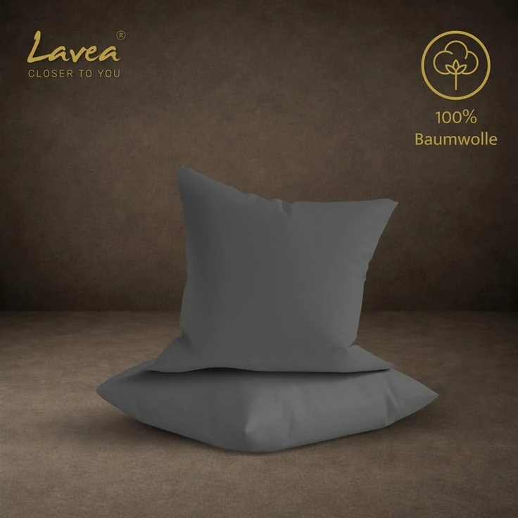 Lavea Kissenbezug 2er Set 100% Baumwolle flauschig, Jasmin, Kissenhülle, Kissenbezüge, (2 Stück), pflegeleicht, langlebige Qualität, mit Reißverschluss – Bild 1