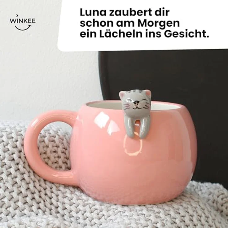 Winkee Becher Pet Friends Kaffeebecher Katze, Keramik – Bild 4
