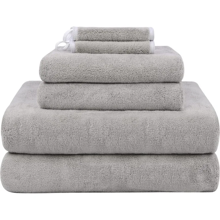 Premium Mikrofaser Handtuch-Set 6tlg. Hellgrau 100% saugstark