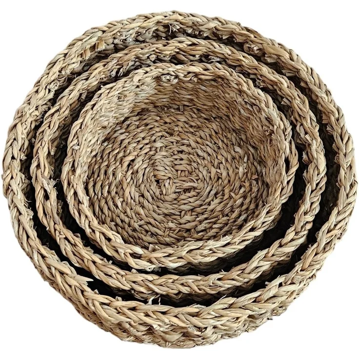 Meinposten Aufbewahrungskorb 3 Körbe runder Korb Seegras Aufbewahrungskorb Dekokorb natur braun (Sie erhalten drei Stück), Natürliche Materialien, Nachwachsender Rohstoff – Bild 9
