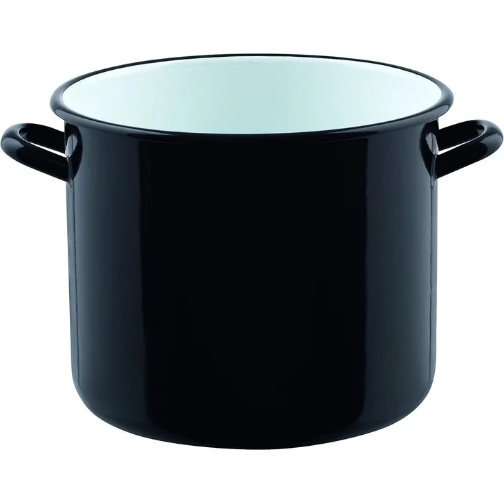 Riess Riesen Topf mit Bördel Ø24cm 8 Liter Schwarz Emaille Classic Riesen