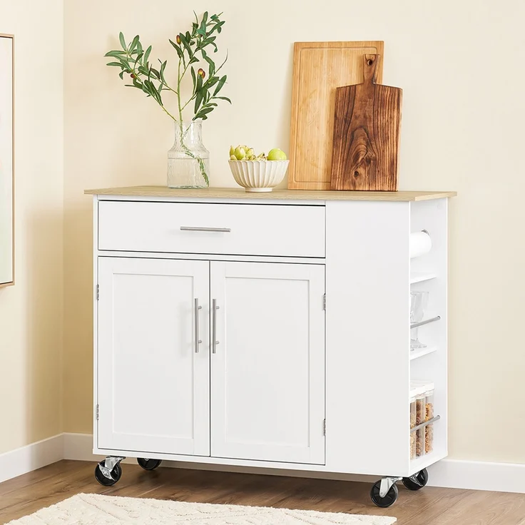 SoBuy FKW133-WN Kücheninsel, Spanplatte, Melamin, Weiß, 99 x 85 x 40 cm – Bild 4