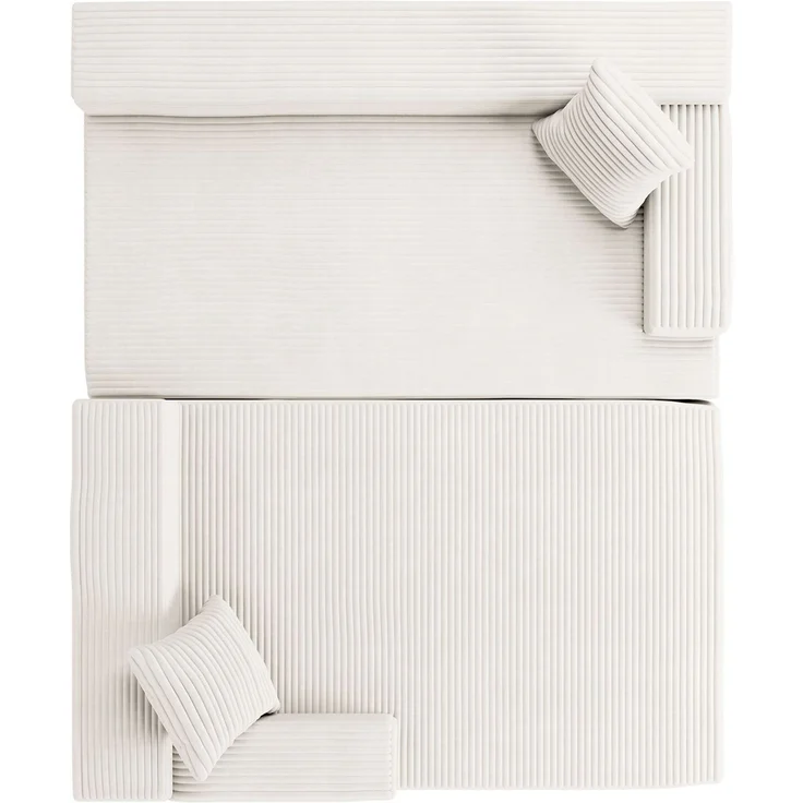 Juskys Sofa Coredo - modernes Cord Sofa mit Ottomane links, gemütliche Couch mit Schaumstoffpolsterung, Cordbezug & Kissen, modular - Creme – Bild 7