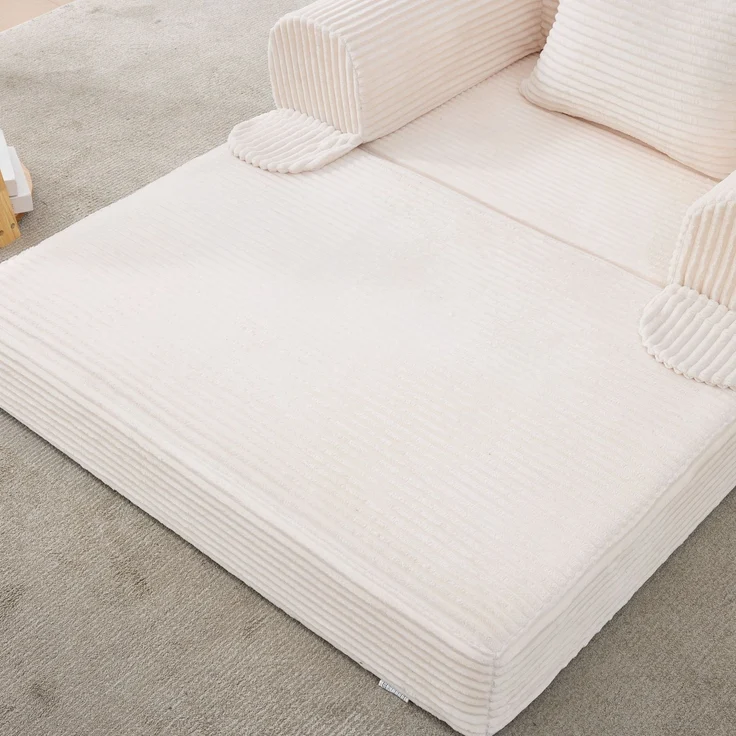 ZUBALIYA SchlafSofa mit Cordbezug, mit Schaumstoffpolsterung, ohne aufwendige Montage, für Wohnzimmer und Apartments – Bild 7