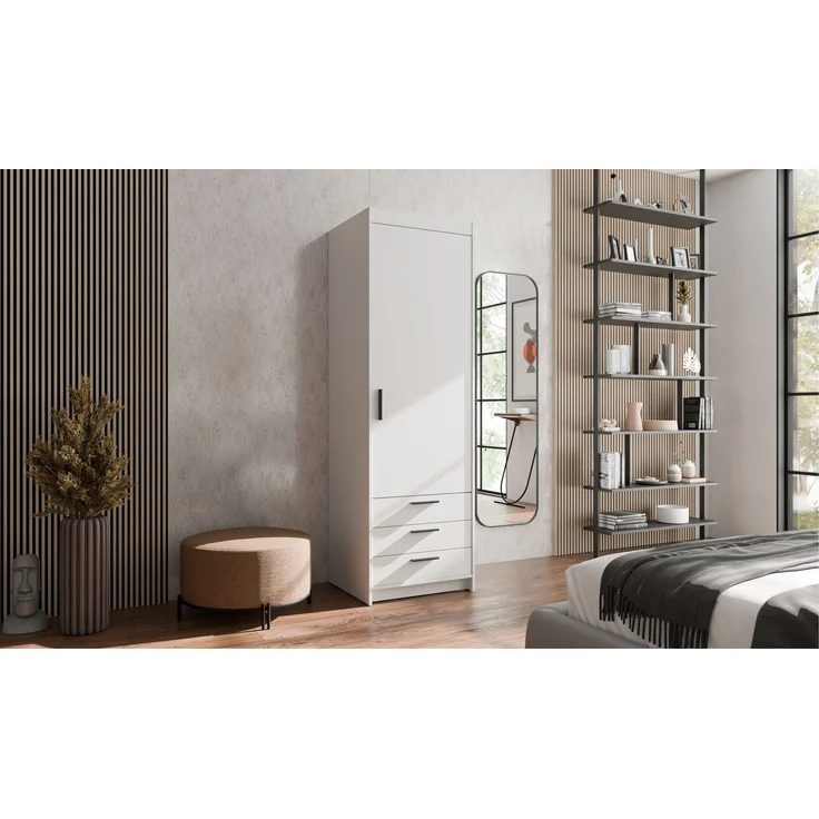 AX LIVING Kleiderschrank Schrank Weiß Storicos 1T3S 59,9cm Modern – Bild 3