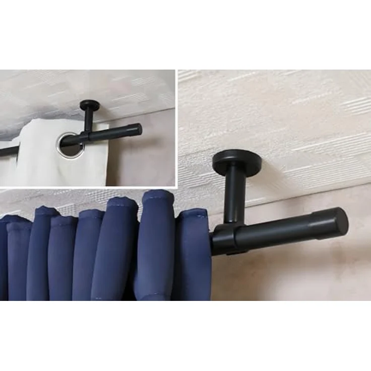 iso-design Gardinenstange Set zur Montage an der Decke mit 20 mm Durchmesser 1-läufig, Ø 20 mm, 1-läufig, Deckenmontage, geschraubt, Aluminium, Variabler Deckenabstand – Bild 4