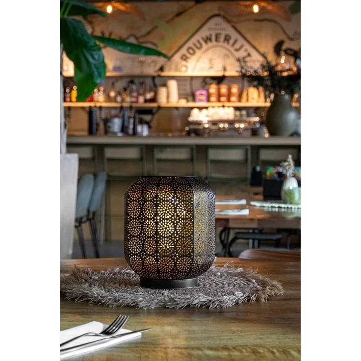 Securit® LED-Tischlampe MARRAKECH kabellos und wiederaufladbar schwarz/goldfarben