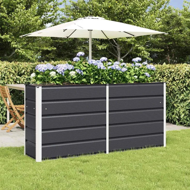 Pflanzkübel, Blumentopf, Blumenkasten Anthrazit 160 x 40 x 75 cm Stahl