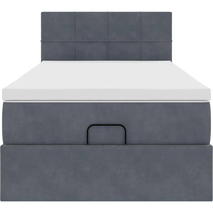 vidaXL Ottoman-Bett mit Matratze & LEDs Dunkelgrau 100x200 cm Samt 3312603 – Bild 6