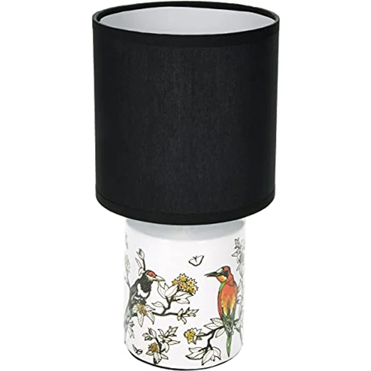 BRUBAKER 2er Set Nachttischlampen Asiatisches Vogel Design, Keramikfuß, 29,5 cm, Weiß Schwarz, E27 Fassung – Bild 4