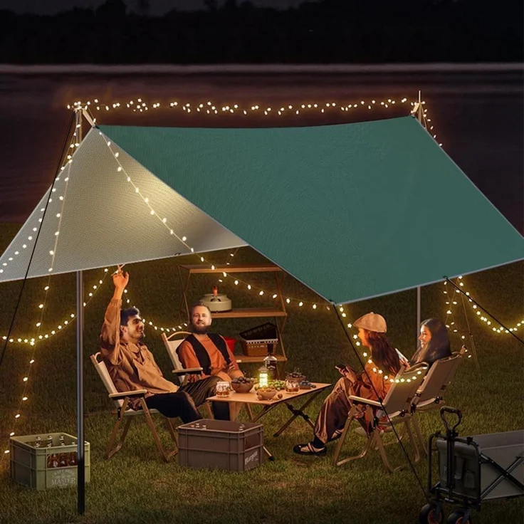 Flintronic Tarp 3x3m Wasserdicht Sonnensegel Camping UV Schutz Heringe Seile – Bild 6