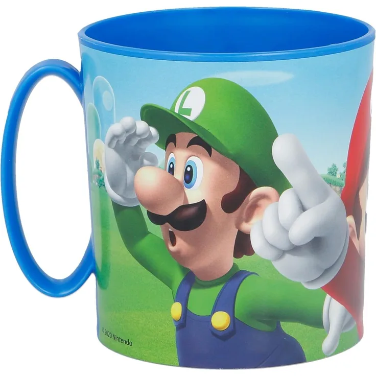 Super Mario Becher Mikrowellengeeigneter Kunststoffbecher 390 ml – Motivbecher für Kinder