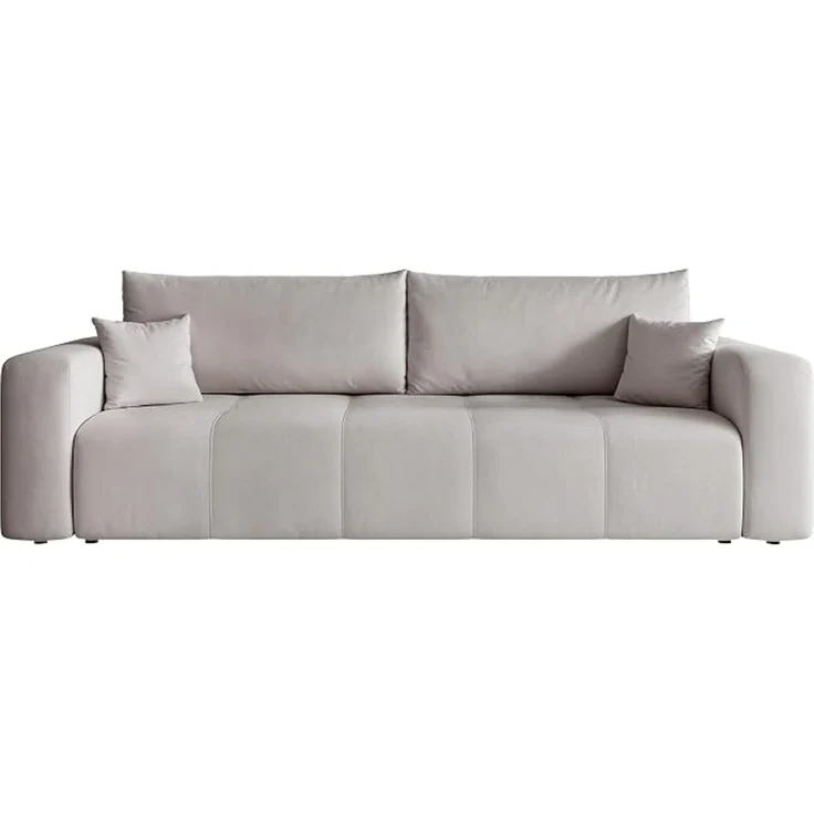Multifunktionales Schlafsofa für kompakte Räume: mit Schlaffunktion (125 x 200 cm) und Stauraum; Konstruktion aus Massivholz & MDF; Ziernähte auf der Sitzfläche; 93 x 244 cm – Bild 1