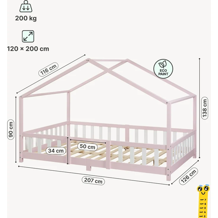 Kinderbett Treviolo 120x200 cm Rosa / Weiß [en. casa] – Bild 2
