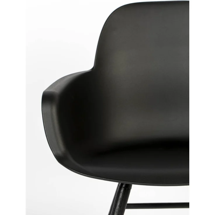 Zuiver Sessel Albert Kuip All Black im 2er-Set, Armlehnstuhl mit gedrechselten Eschenholzbeinen und Polypropylen-Sitzschale in Schwarz – Bild 7