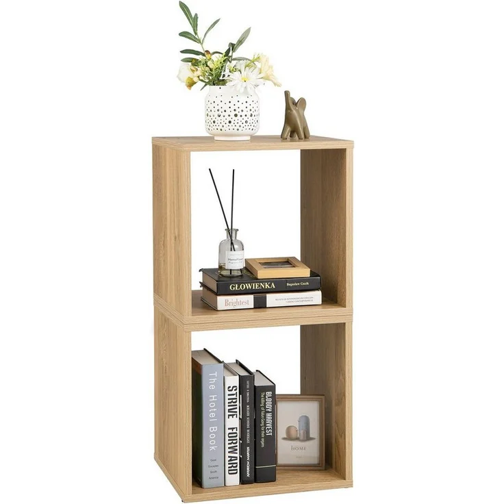 COSTWAY Bücherregal 2er Set Würfelregalen, 2-tlg, stapelbar, mit 2 Fächern – Bild 5