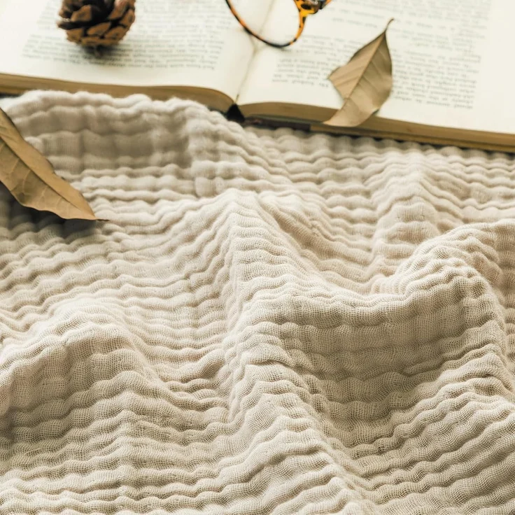 Kuscheldecke Flauschig Baumwolle Decke Vorgewaschene Atmungsaktive Tagesdecke – Bild 1