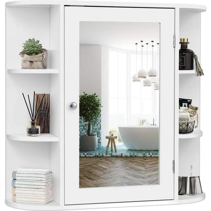KOMFOTTEU Spiegelschrank Badschrank Hängeschrank,66 x 17 x 63 cm