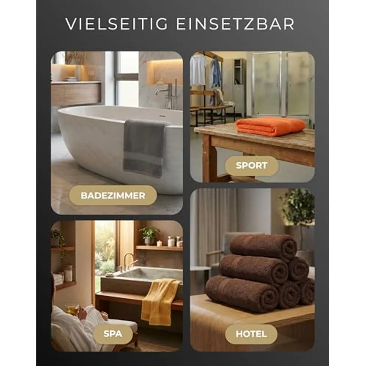 Luckytowel Duschtuch Set 70x140 cm, Oeko-TEX Handtücher aus 100% Baumwolle, 600 g/m², flauschig & saugstark, 4er Pack Gold – Bild 5