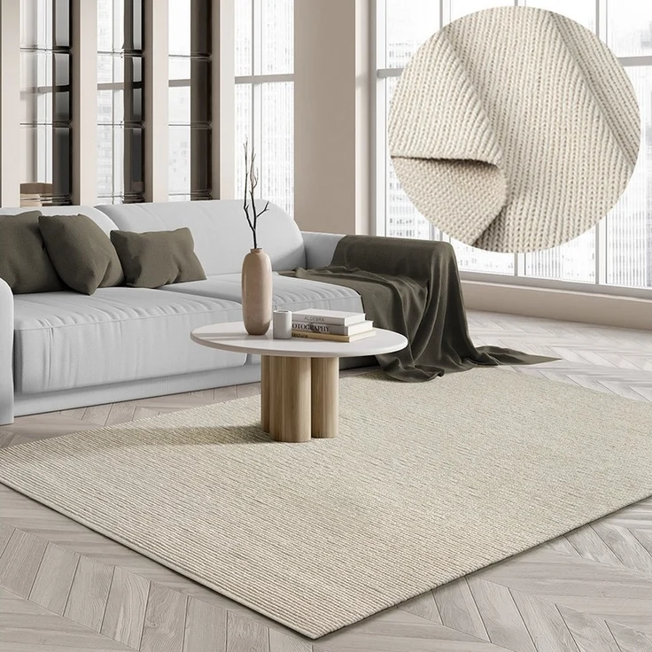 the carpet Teppich Premium Wool, rechteckig, Wool Handweb-Teppich Naturfaser Wollteppich – Bild 5