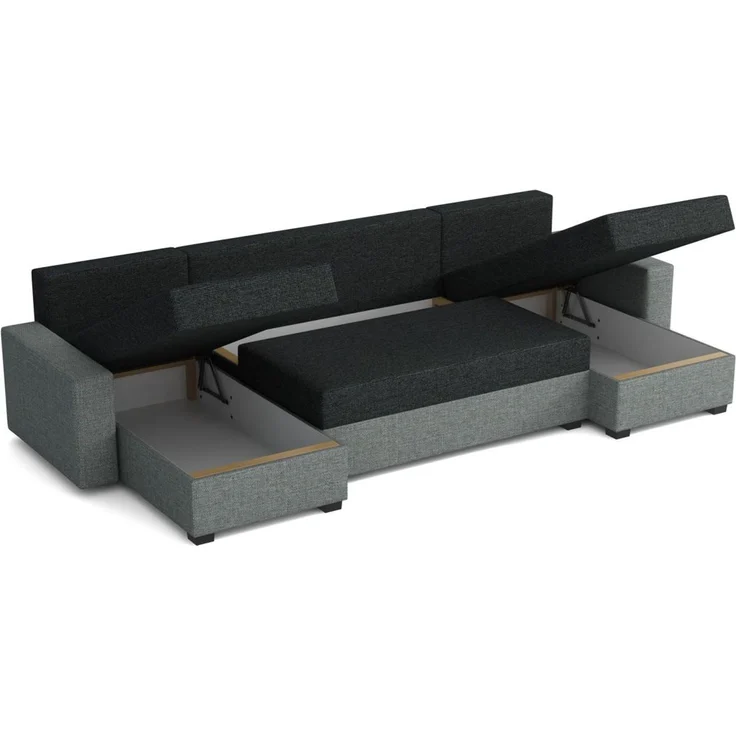 Wohnlandschaft Schlafsofa Sofa HEDVIG LUX Stoff Manila Rot- Schwarz – Bild 2