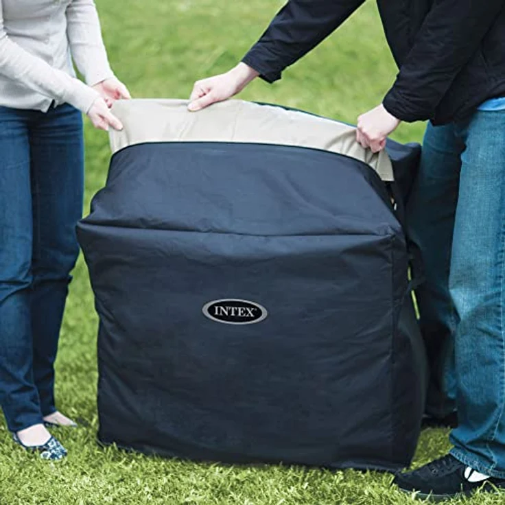 Intex PureSpa Bubble Massage, Aufblasbares Spa Ø196 x 71 cm, rund, braun, für 4 Personen, 795 l, 120 Luftdüsen, 2.200 W Heizung – Bild 7