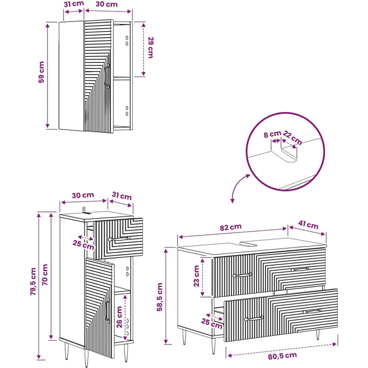 vidaXL 3-teiliges Badezimmer-Schranksystem HAARLEM Raucheiche 3417779 – Bild 10