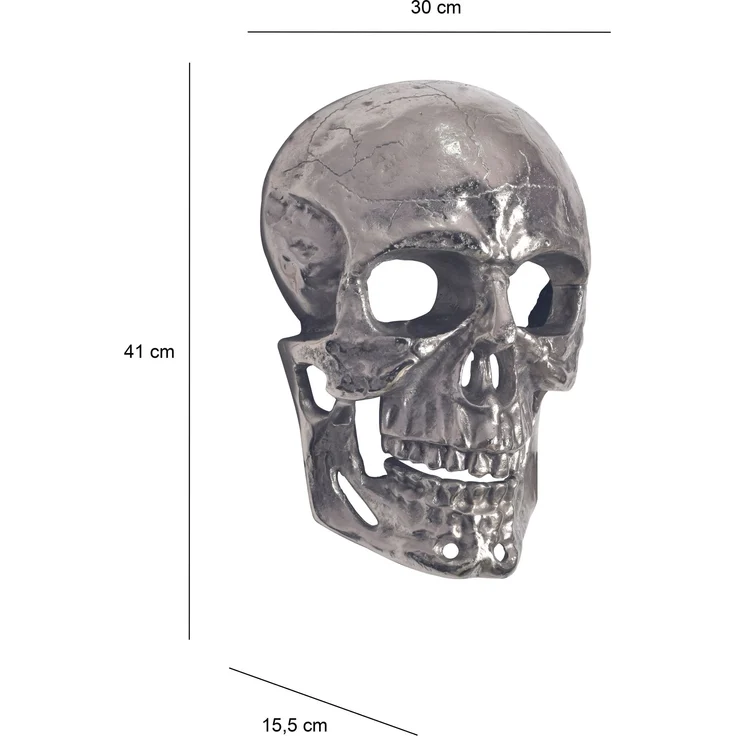FineBuy Wanddeko Totenkopf Aluminium 41 cm Schädel Groß, Design Wanddekoration Metall Deko Alu Modern, Wohndeko Skull, Wandskulptur Dekoration Wohnaccessoire – Bild 3