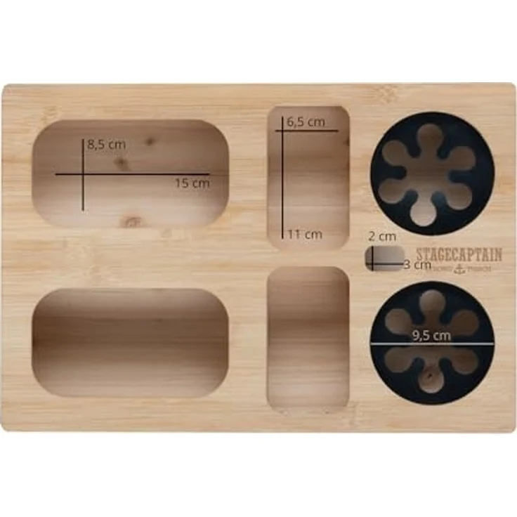 Stagecaptain Tablett CBW-45 NT Couchbar aus nachhaltigem Bambus für Wohnzimmercouch, (praktische Griff-Aussparungen), 7 Staufächer für z. B. Snacks und Getränke sowie Flaschenöffner – Bild 7