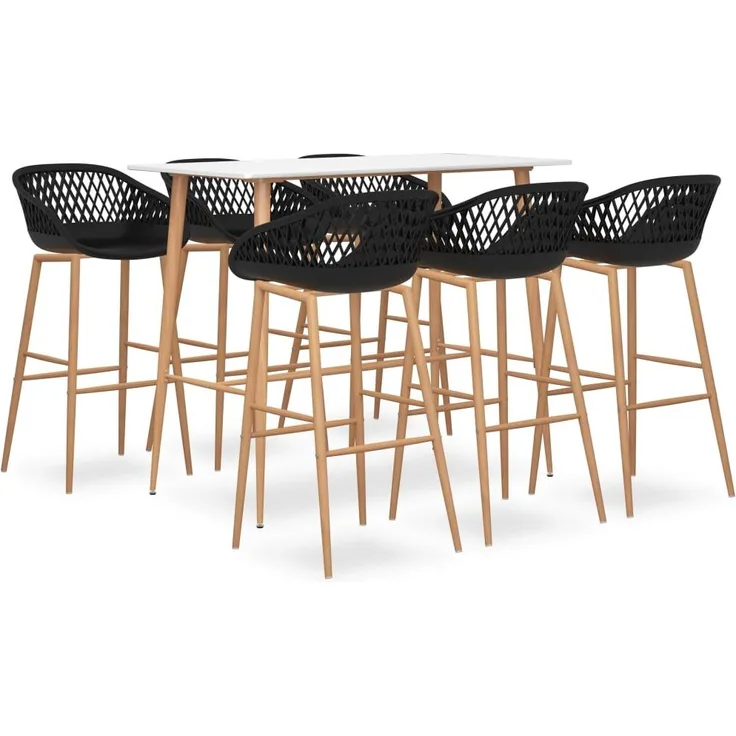 vidaXL 7-tlg. Bar-Set Weiß und Schwarz 3057448
