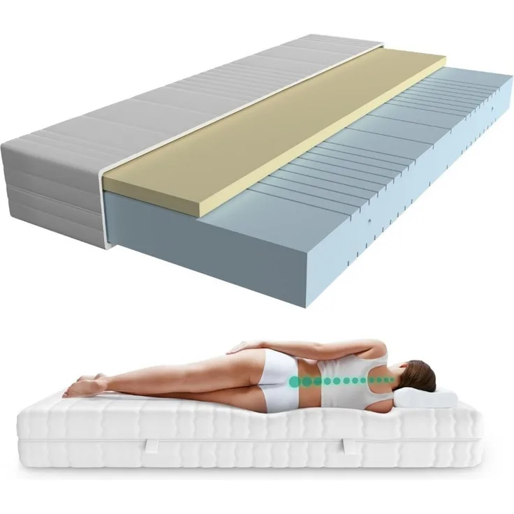 Visco-Matratze 7-Zonen Viscoschaum-Matratze, Memory Foam Matratze, AM Qualitätsmatratzen, 20 cm hoch, 80x200 cm