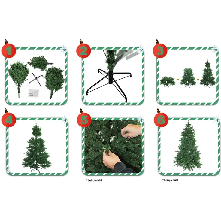 HXT 1101 180 cm künstlicher Weihnachtsbaum inklusive Metallständer, exklusiv & hochwertig, schwer entflammbar – Bild 4