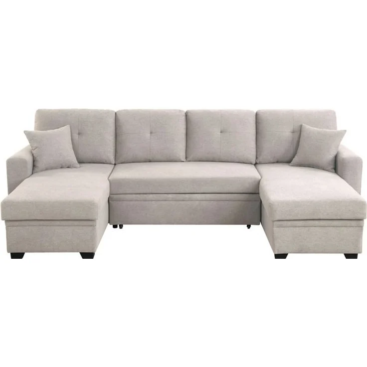 ATLANTIC home collection Wohnlandschaft Gerrit U-Form, Br. 282 cm, mit Bettfunktion, 2 Bettkästen & 2 Zierkissen – Bild 4