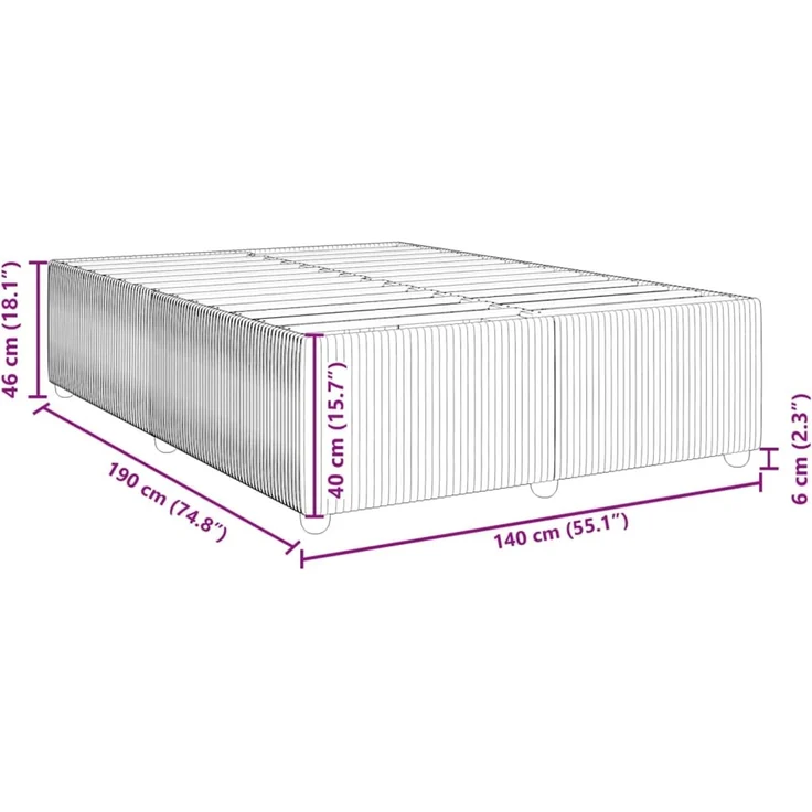 vidaXL Bettgestell ohne Matratze Hellgrau 140x190 cm Samt 3285006 – Bild 9