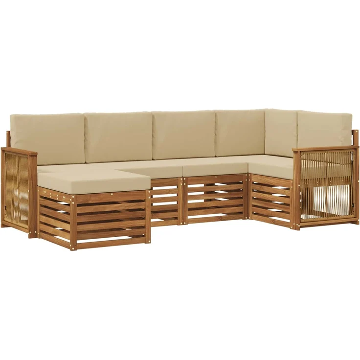vidaXL Outdoor-Sofagarnitur 6 stk. 5-Sitzer Natur und Beige 3384569 – Bild 2
