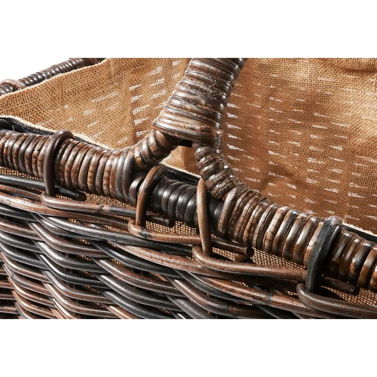 Kobolo Kaminholzkorb Holztrage krabu Rattan - abnehmbarer brauner Stoff – Bild 7