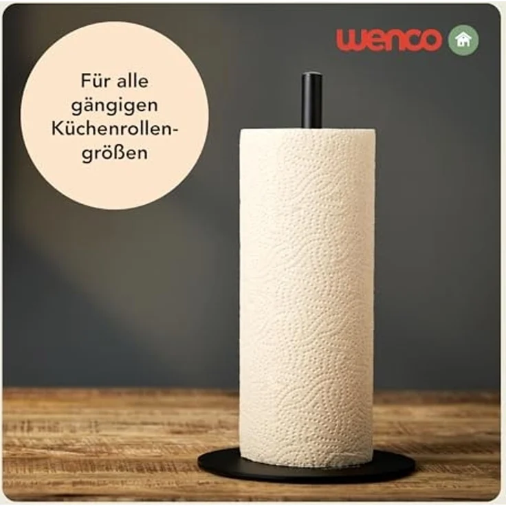 Wenco Küchenrollenhalter Schwarz Küchenpapier 31,5L x 17B cm, (1-St), Elegantes, modernes Design, Stabiles Stahlgestell – Bild 3