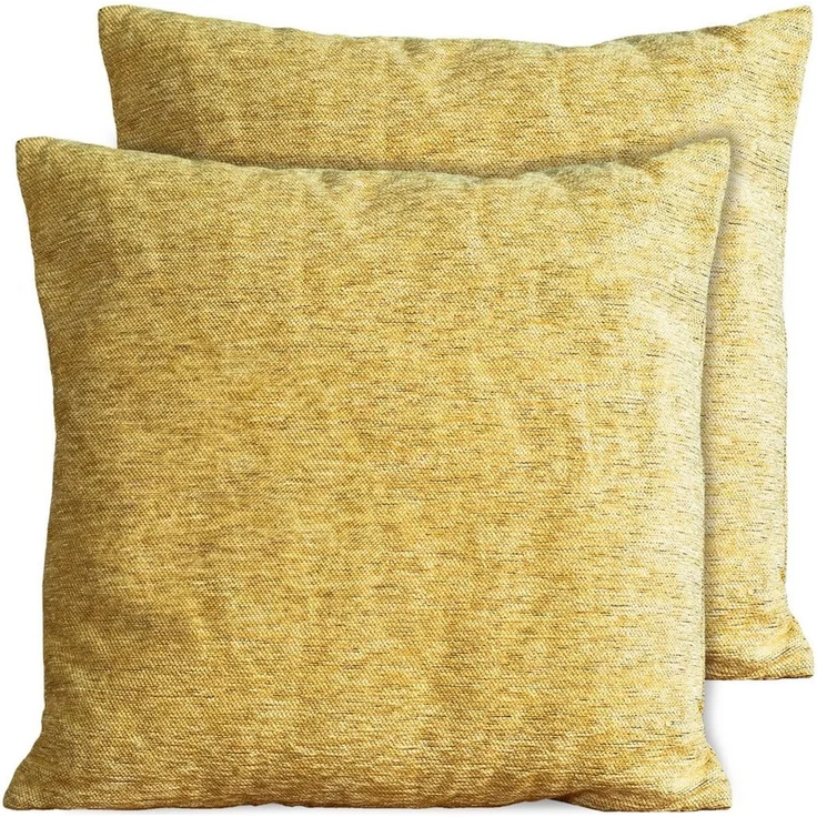 matches21 HOME & HOBBY Kissenbezüge 2er Set Kissenhüllen 45x45 cm gelb meliert als weiche Dekokissen, (2 Stück), Zierkissen-Bezüge für Sofa-Kissen, Couch-Kissen – Bild 5