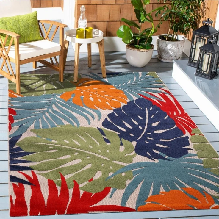 Sanat Teppich Floral Outdoor, rechteckig, Höhe: 6 mm, In- und Outdoor geeignet, florales Design, Balkon, Terasse – Bild 5