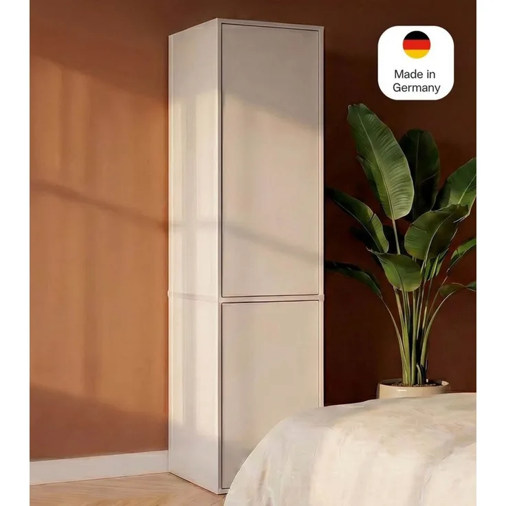 mokebo Kleiderschrank Beige 'Robe' Schrank Kaschmir Push-to-Open (47x197 cm) Made in Germany, Kleiderschrank grifflose Schubladen & Türen Beige