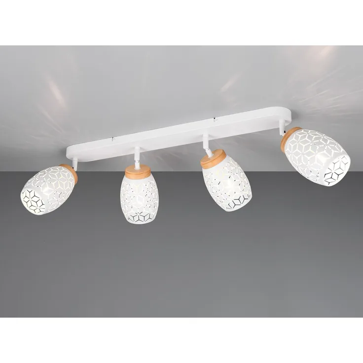 LED Deckenstrahler Weiß 4-flammig mit Stanzmuster, Breite 74cm