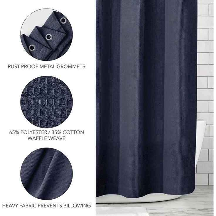 mDesign Duschvorhang Badewannenvorhang Duschgardine wasserdicht Blau – Bild 5
