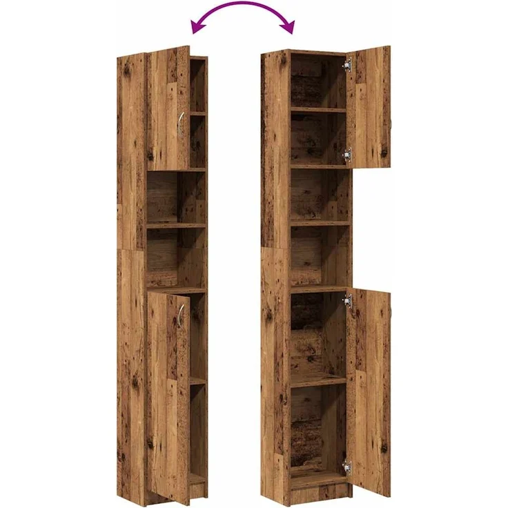 vidaXL Badschrank Altholz-Optik 32x25,5x190 cm Holzwerkstoff 856048 – Bild 7