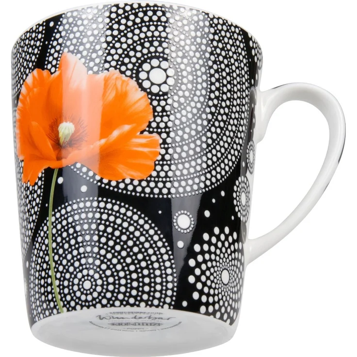 KÖNITZ 1152553055 Becher Wunderbar MOHN AUF SCHWARZ im Geschenkkarton - 600 ml aus Bone China Porzellan – Bild 2