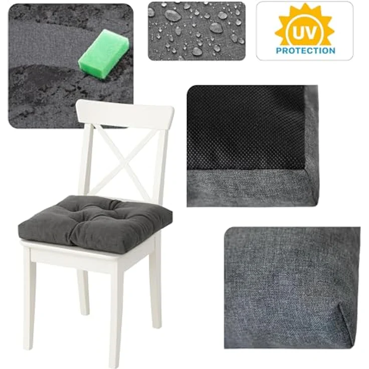 Bjird Stuhlkissen 45x45 cm - Wasserdichtes Gartenkissen für Stühle & Sessel, Wetterfest & Pflegeleicht - Dickes Sitzkissen 6 cm - Outdoor geeignet – Bild 10